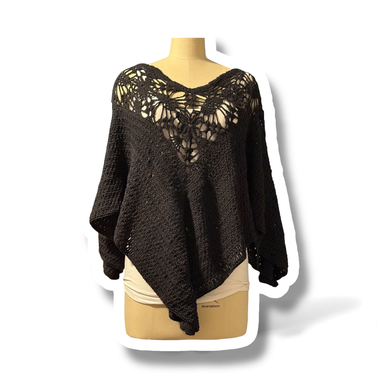 Delicate Crochet Lace Poncho-100%Organic Cotton