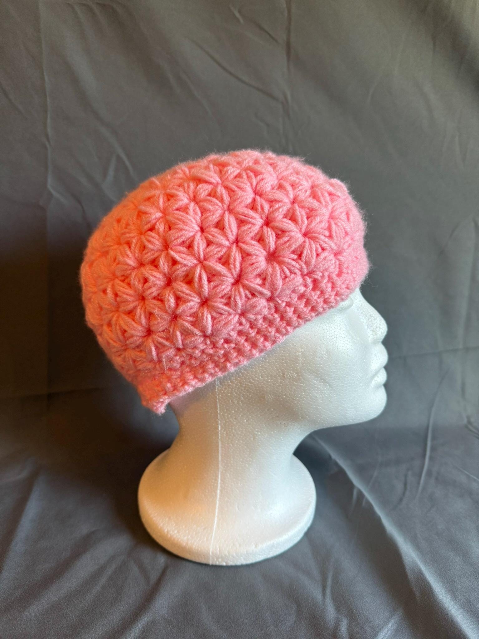 Pink Floral Stitch Beanie