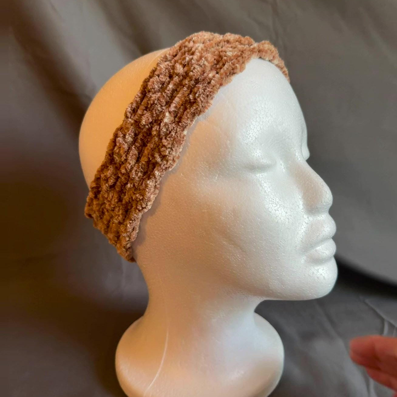 Brown Chenille Crocheted Headband