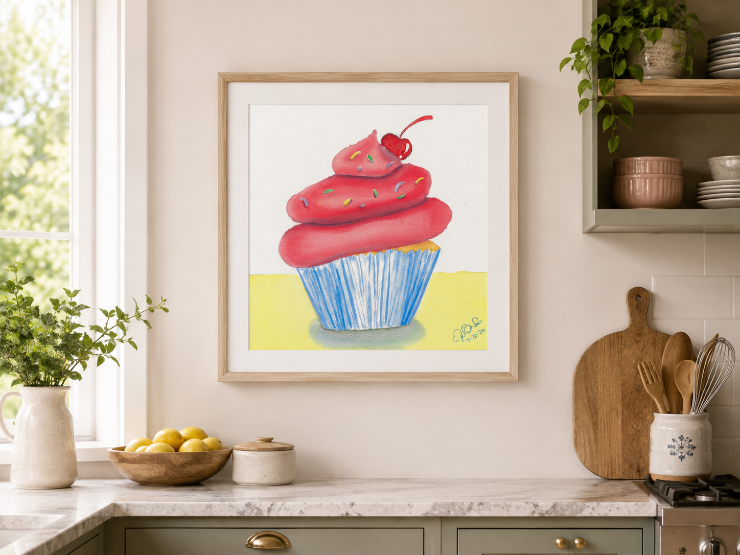 Vibrant Cupcake Watercolor Fine Art Print – Sweet Nostalgia Collection