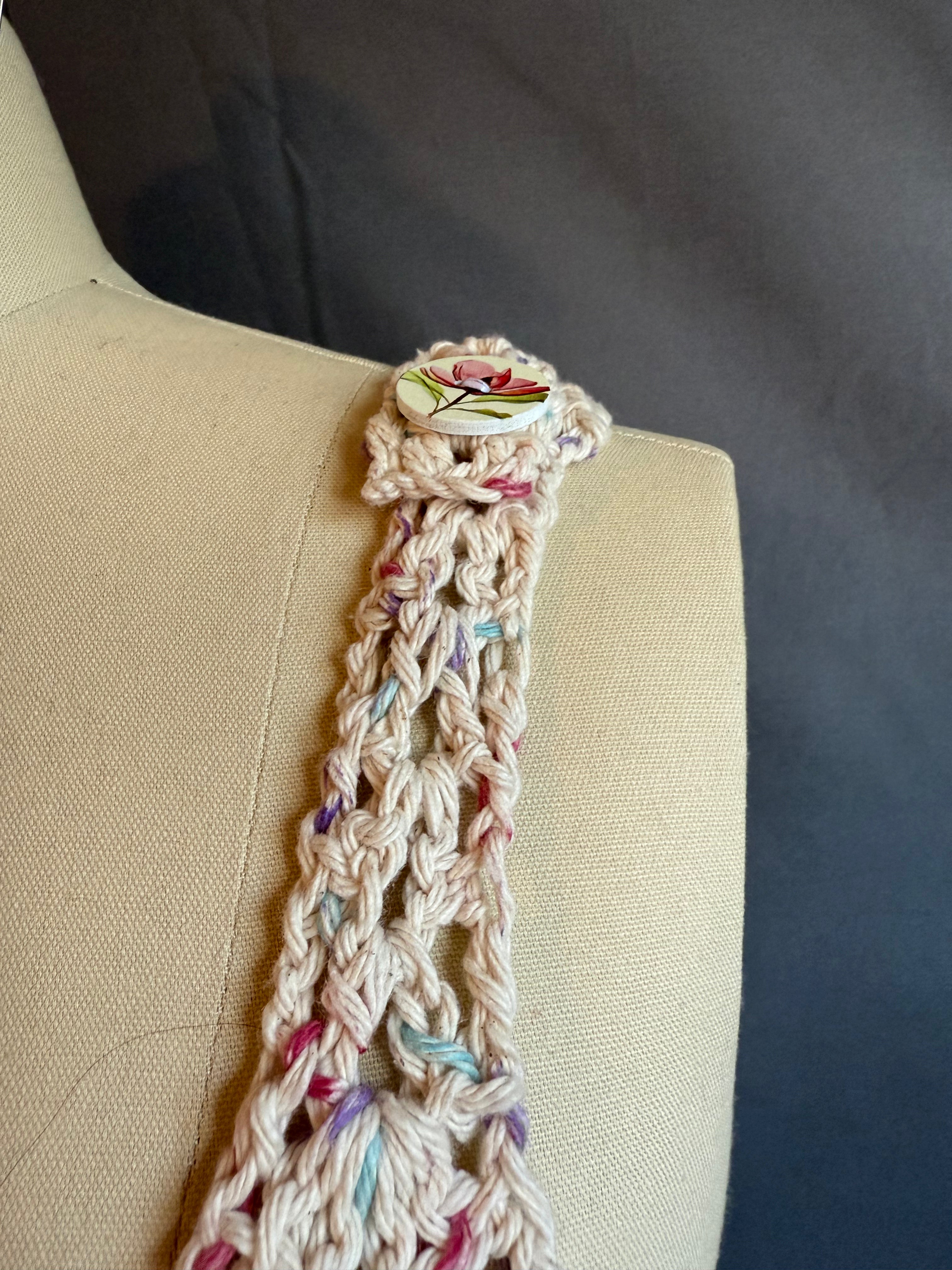 Crocheted Viva Button Strap Tank- confetti