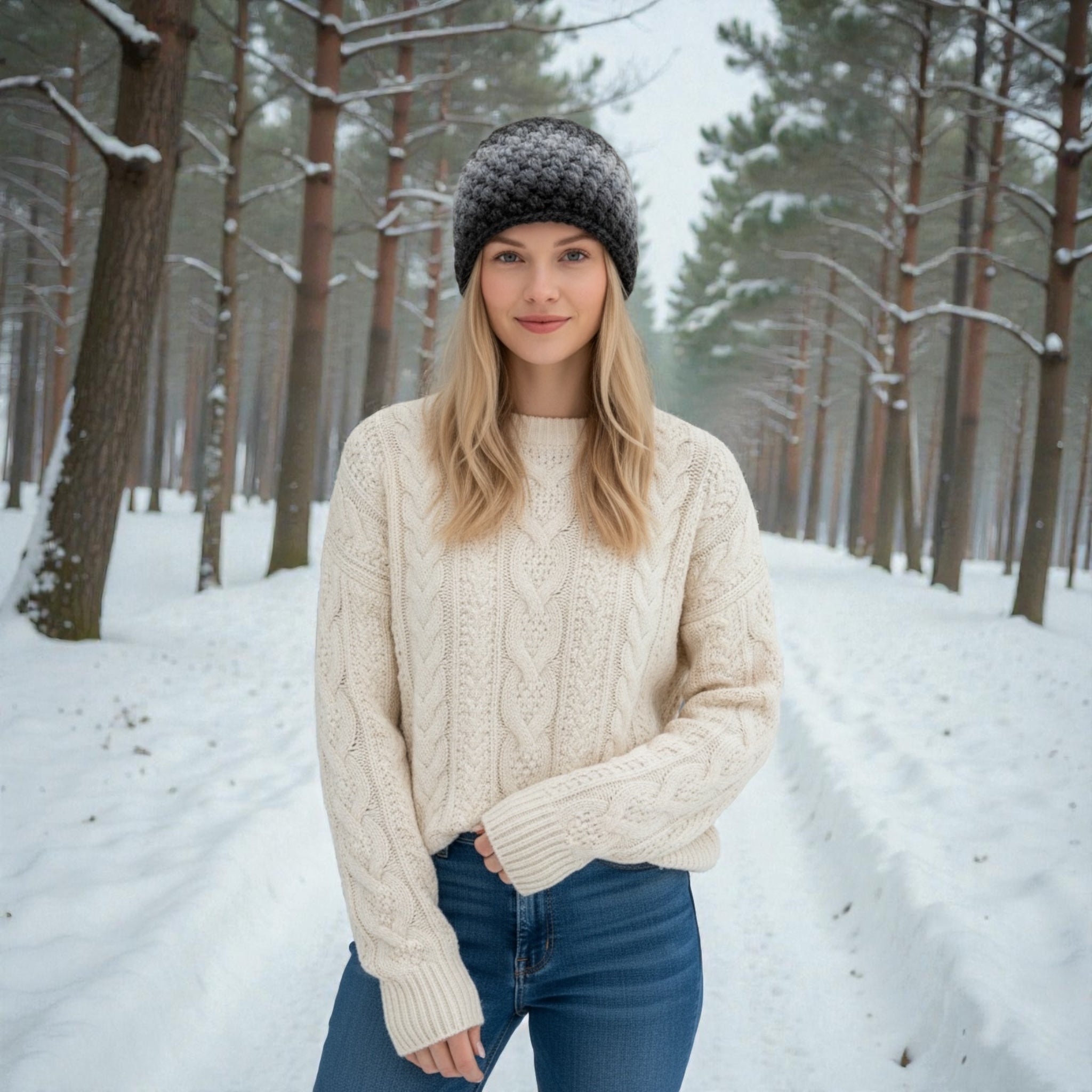 Gradient Puff Stitch Beanie OSFM