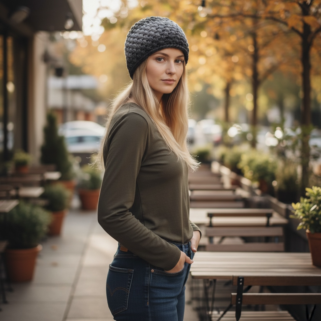 Gradient Puff Stitch Beanie OSFM