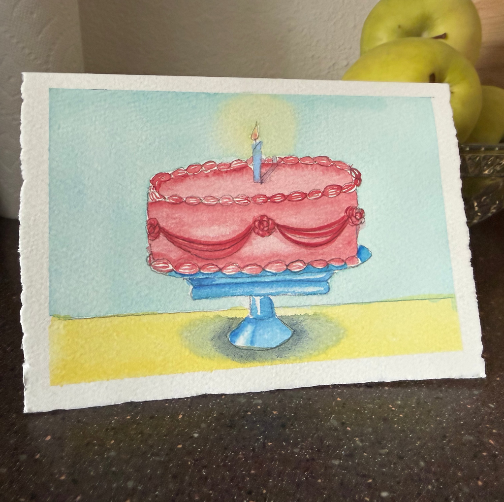 Hand-Painted Dessert Greeting Cards — Set of 4