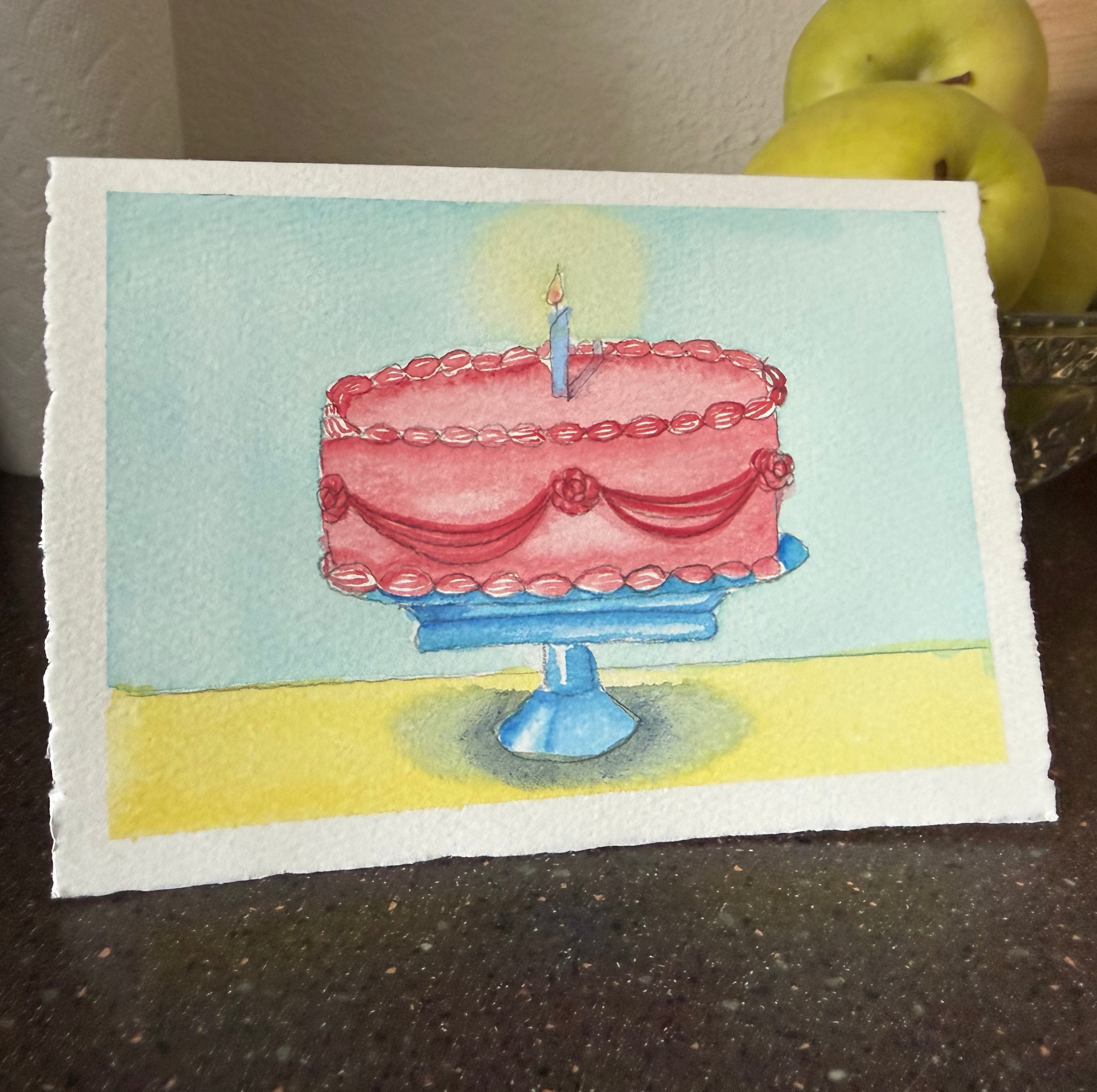 Hand-Painted Dessert Greeting Cards — Set of 4