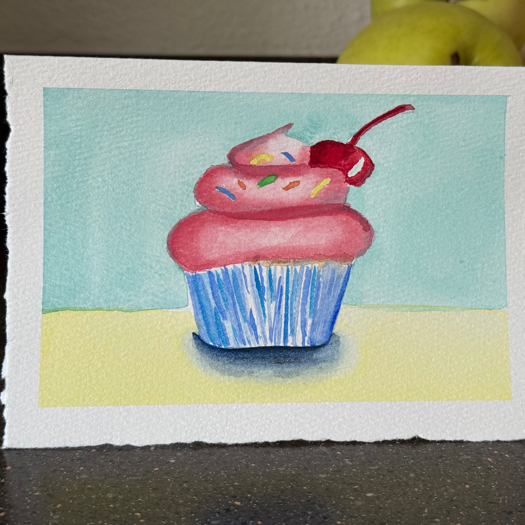 Hand-Painted Dessert Greeting Cards — Set of 4