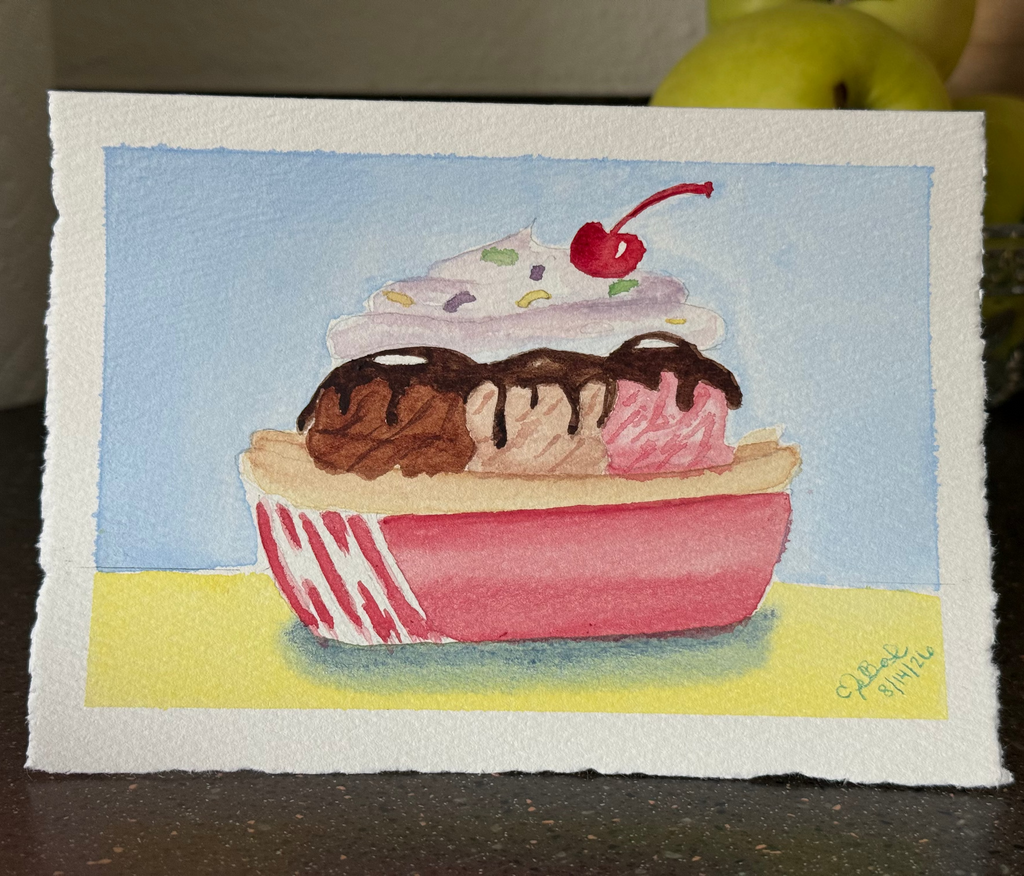 Hand-Painted Dessert Greeting Cards — Set of 4