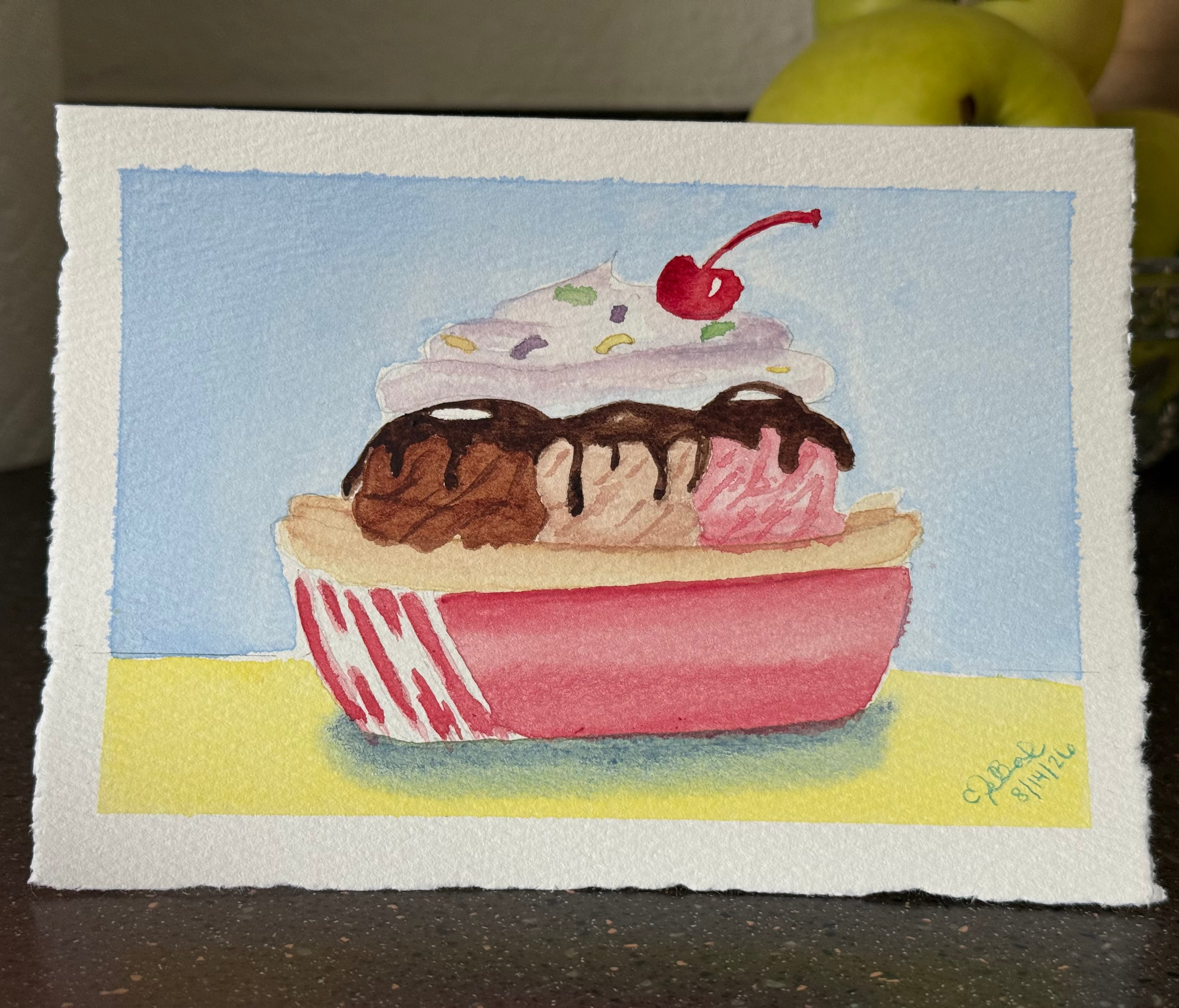 Hand-Painted Dessert Greeting Cards — Set of 4
