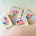 Hand-Painted Dessert Greeting Cards — Set of 4