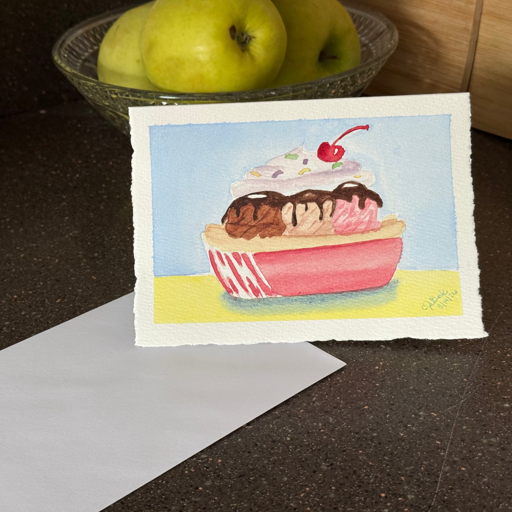 Hand-Painted Dessert Greeting Cards — Set of 4