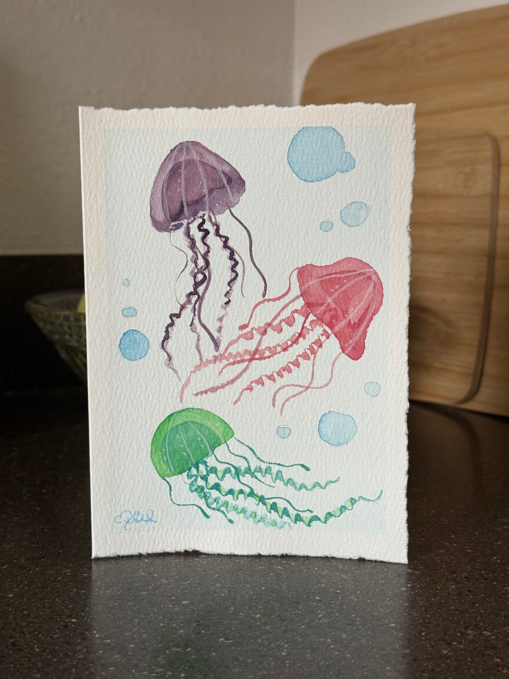 Hand-Painted Ocean Greeting Cards — Set of 4