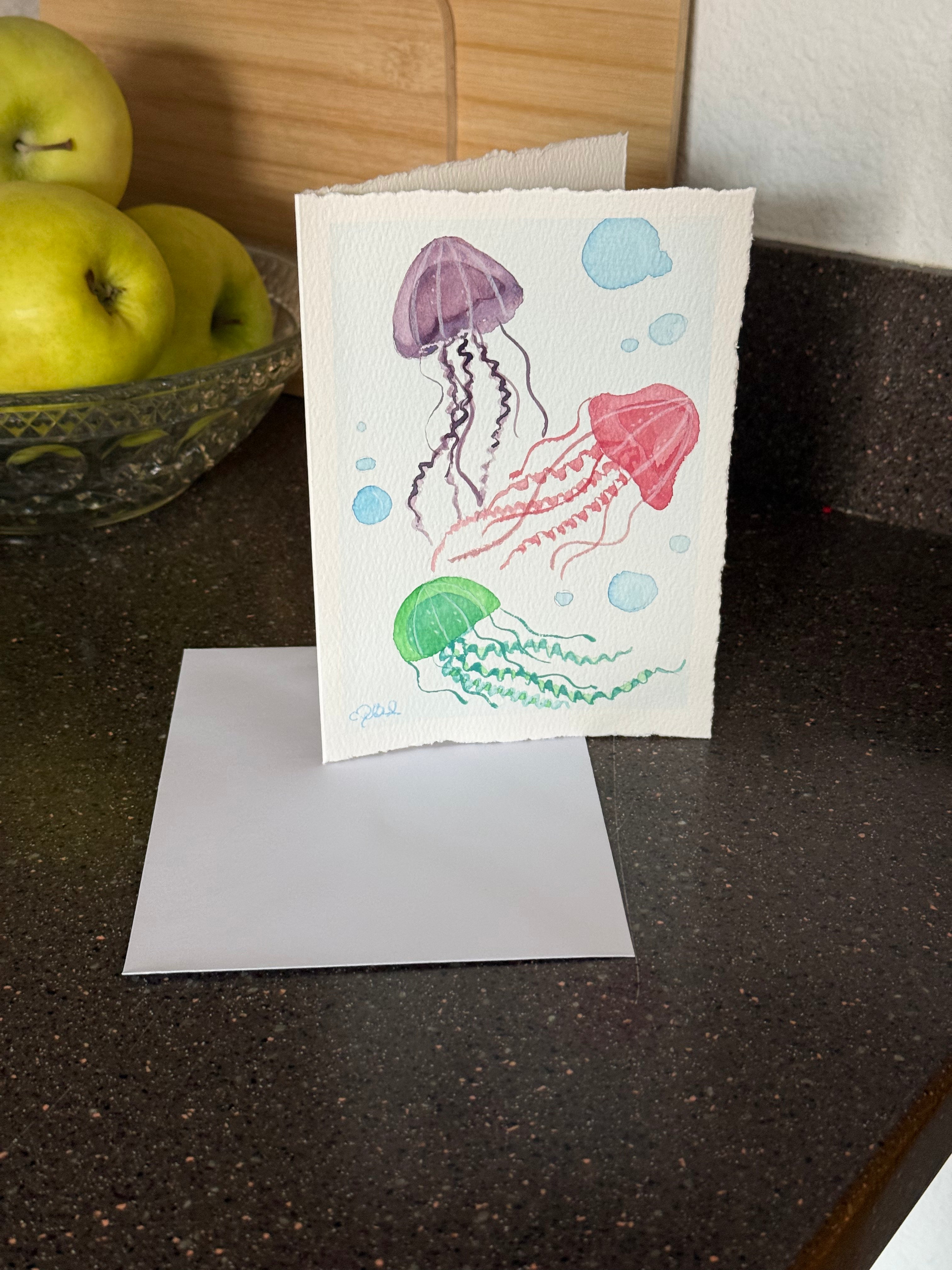 Hand-Painted Ocean Greeting Cards — Set of 4
