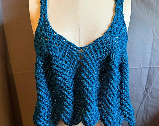 Crochet Viva Tank- Sparkle Teal
